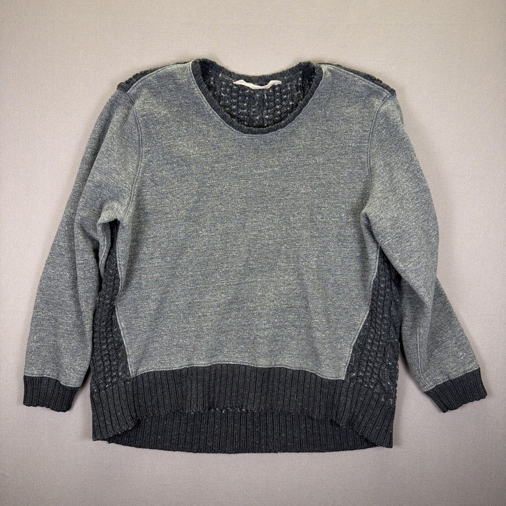Women's Athleta‎ Madera Chunky Knit Merino Wool Sweater Sweatshirt Gray Sz XL